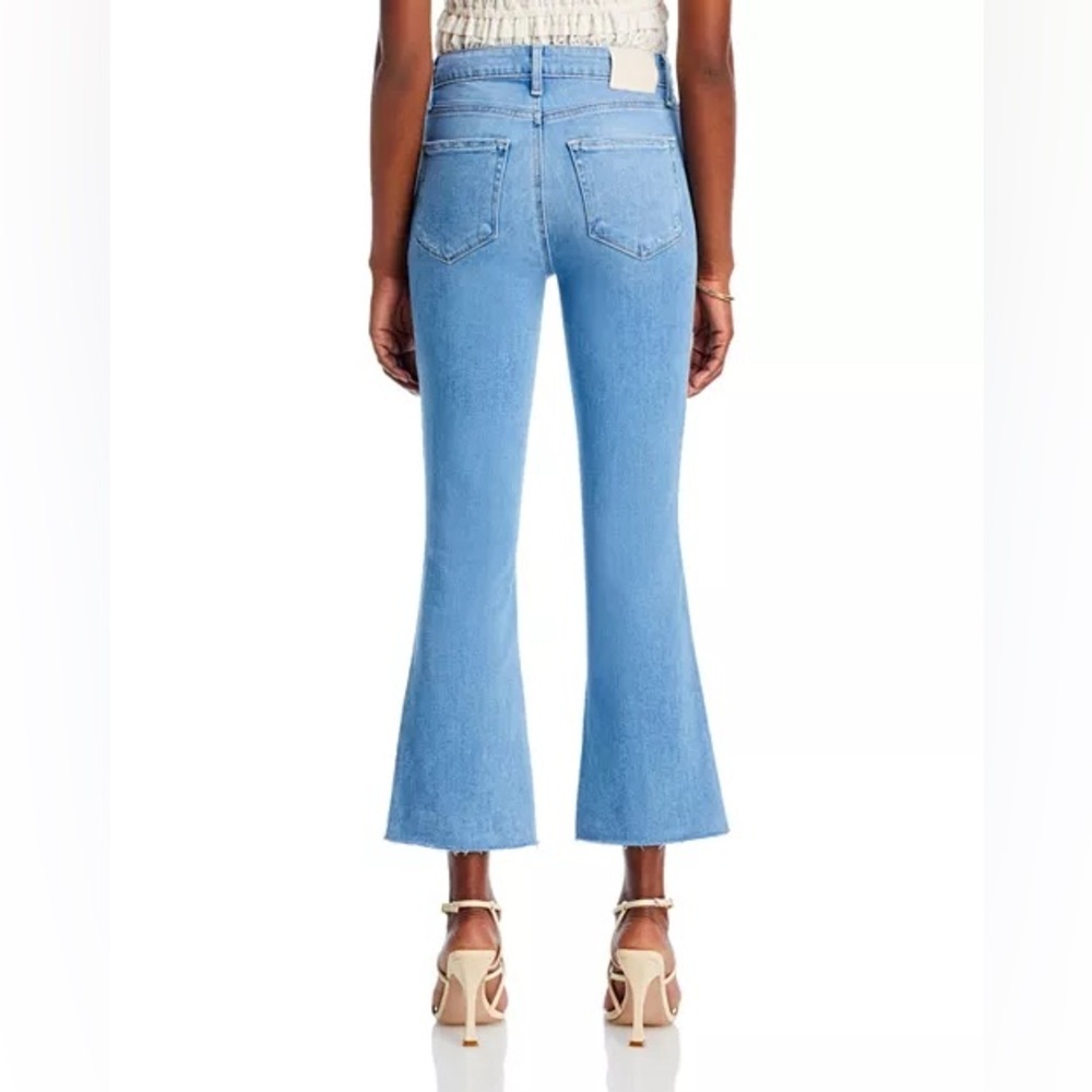 PAIGE Colette Anthropologie Blue Mid-Rise Raw Hem Denim Capri Jeans, Size 28 - Picture 3 of 14
